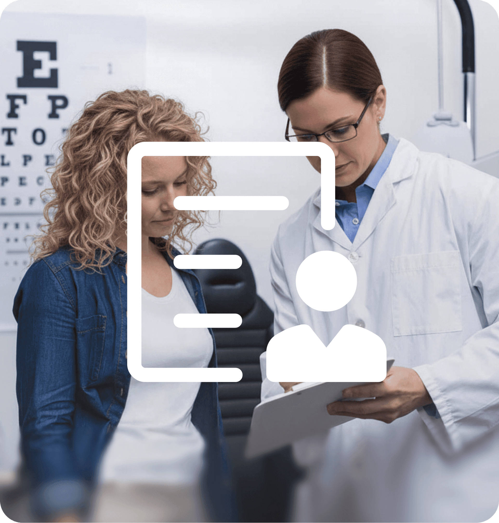 A Dresden Vision Australia optometrist reviewing the patient's comprehensive eye health results and discussing the importance of a routine eye check after an examination.