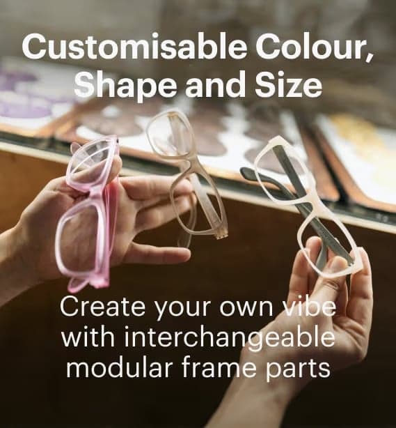 Dresden Vision Australia customisable glasses frames with interchangeable parts for personalised fit and style
