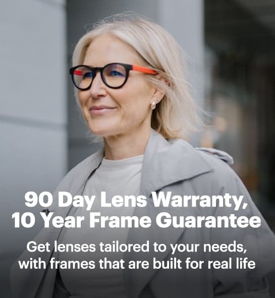 Dresden Vision Canada glasses worn outdoors highlighting tailored lenses and long-lasting frame warranty
