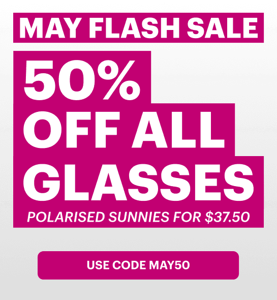 Promotional banner for Dresden Vision featuring a bold “May Flash Sale” campaign with strong magenta background and a call-to-action button encouraging users to shop the offer.