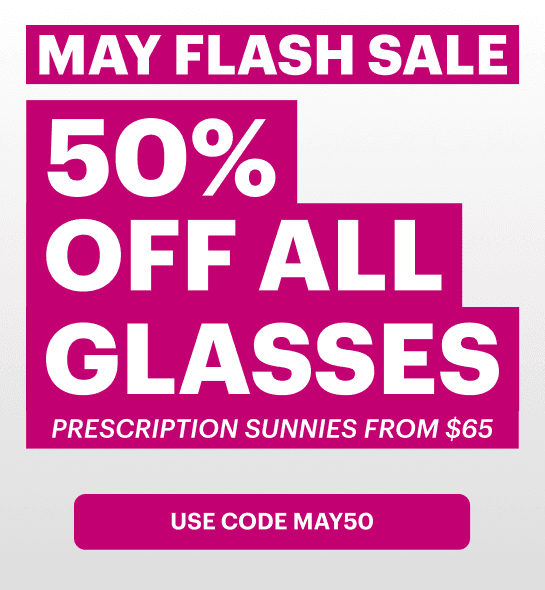 Promotional banner for Dresden Vision featuring a bold “May Flash Sale” campaign with strong magenta background and a call-to-action button encouraging users to shop the offer.