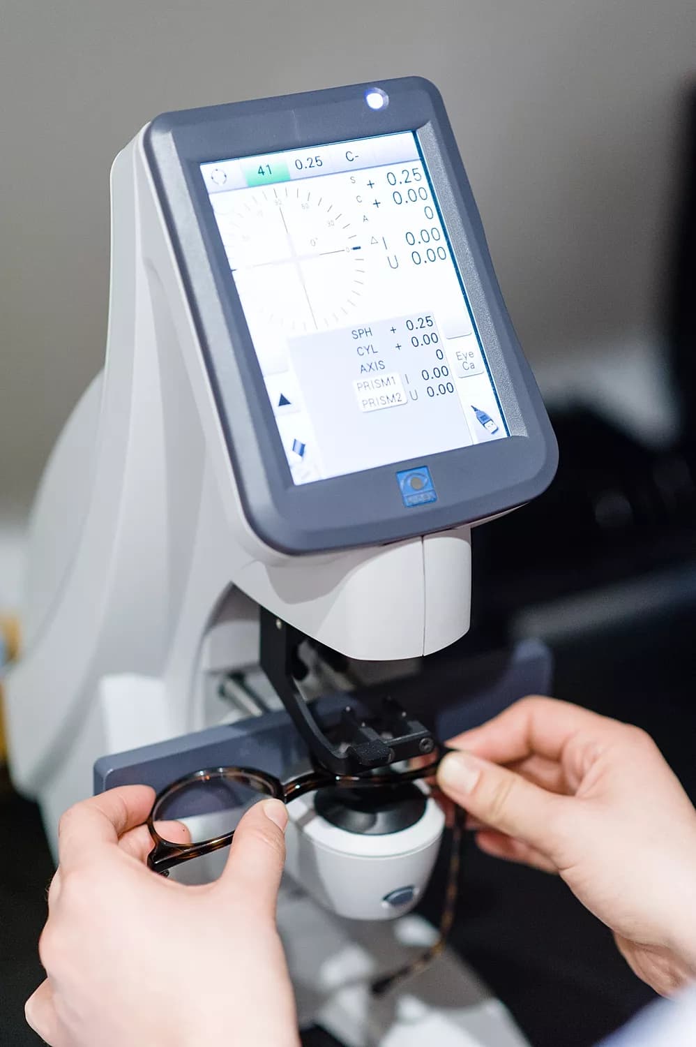 A machine being used to make a Dresden prescription glasses.